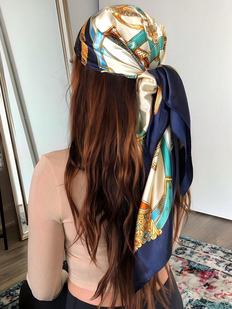 Headband Summer Knit - 1pc Women's Satin Square Silk Scarf