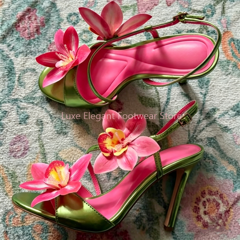 Red Flower Decor Back Strap Ho - Sandal Strappy Heeled recensie en prijs