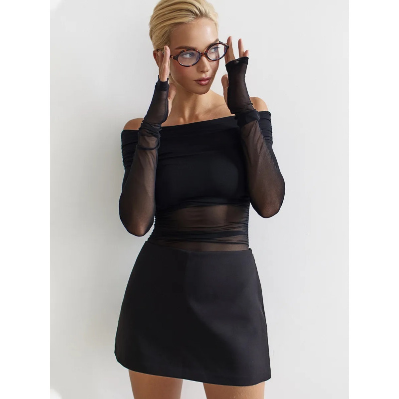 Women  Mesh Off Shoulder Top S - Blouse Off Shoulder recensie en prijs