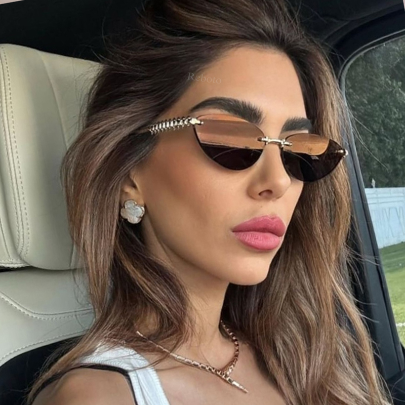 New Cat Eye Rivet Rimless Sung - Sunglasses Cat Eye recensie en prijs