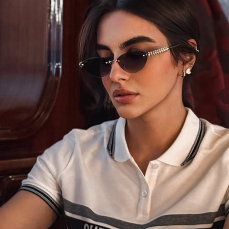 New Cat Eye Rivet Rimless Sung - Sunglasses Cat Eye recensie en prijs