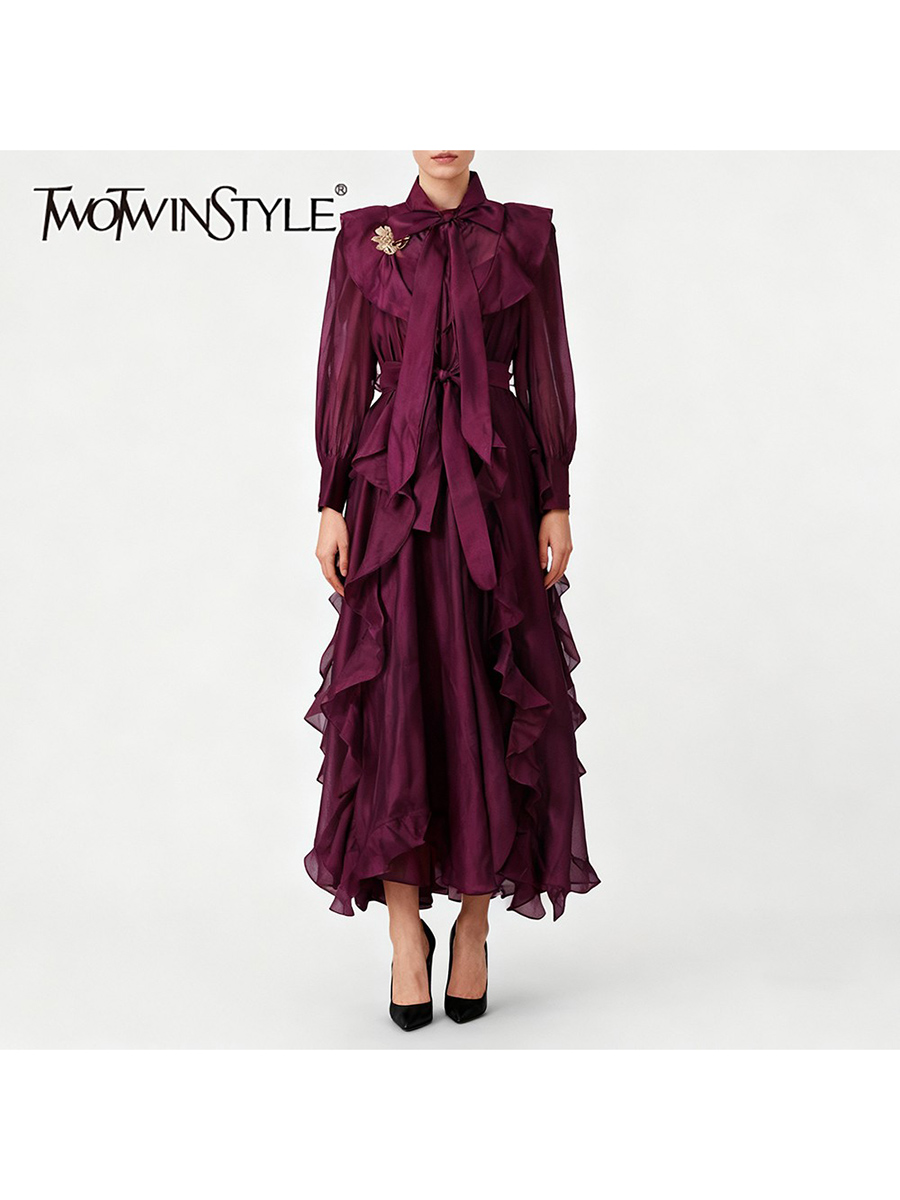 TWOTWINSTYLE Solid Spliced Ruf - Linen Dress Wrap recensie en prijs