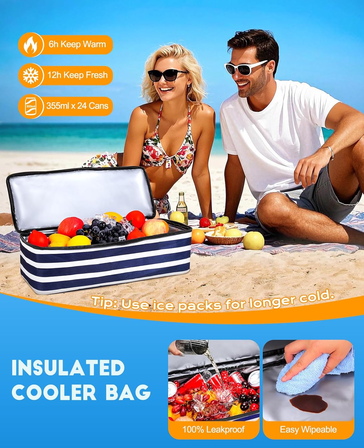 Beach Bag with Cooler, 49L Wat - Tote Bag Beach recensie en prijs