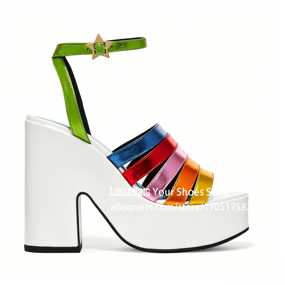 Multicolor Strappy Chunky Heel - Sandal Strappy Heeled recensie en prijs
