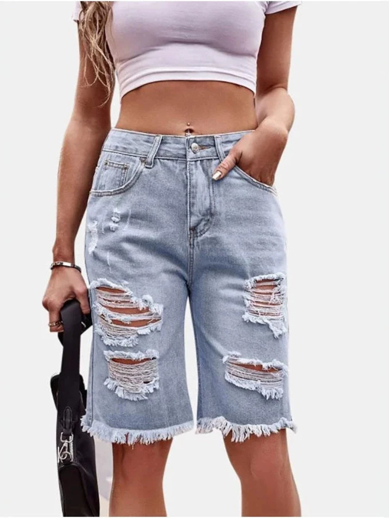Women's High Waist Ripped Cott - Shorts Denim Frayed recensie en prijs