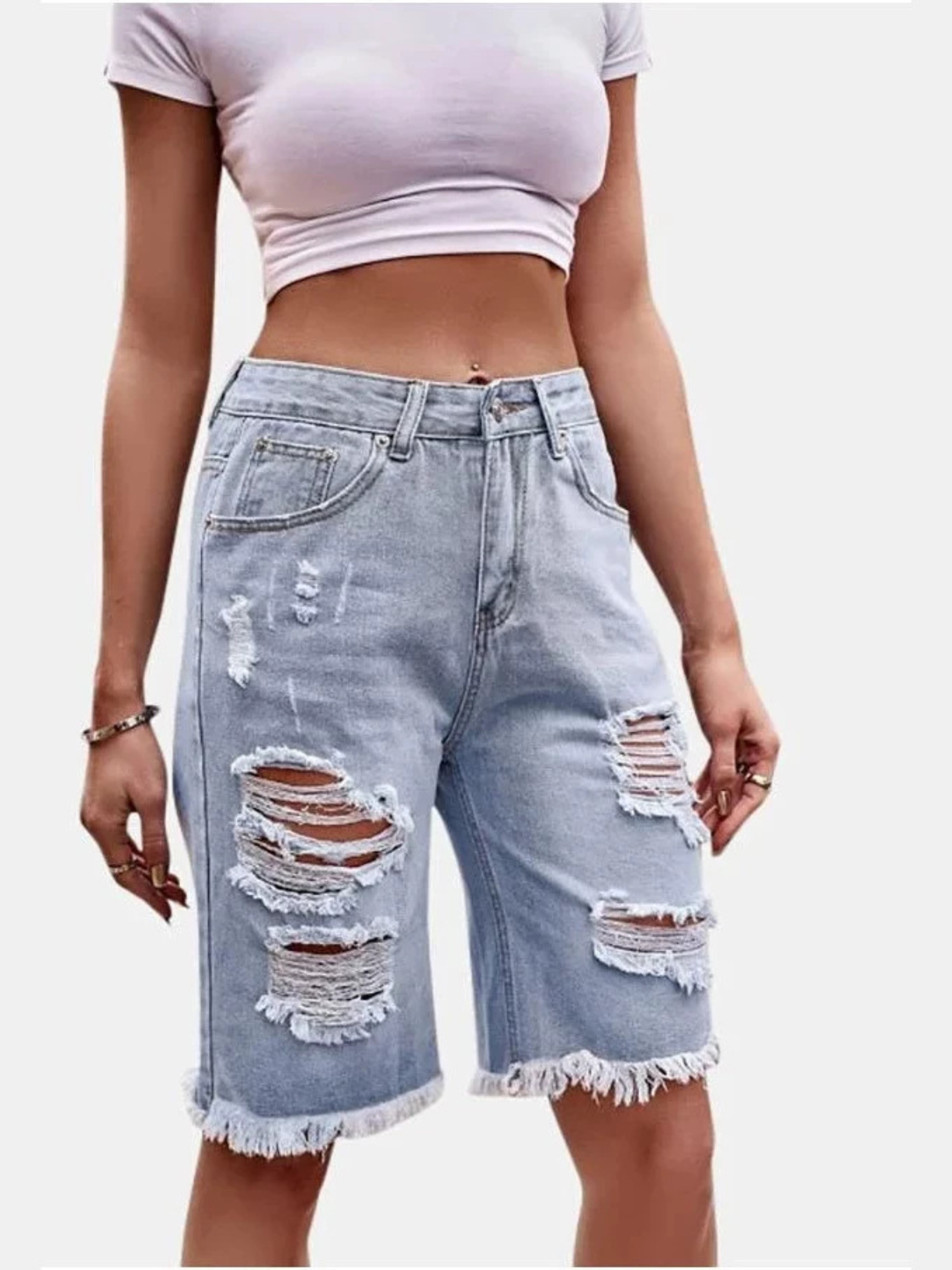 Women's High Waist Ripped Cott - Shorts Denim Frayed recensie en prijs