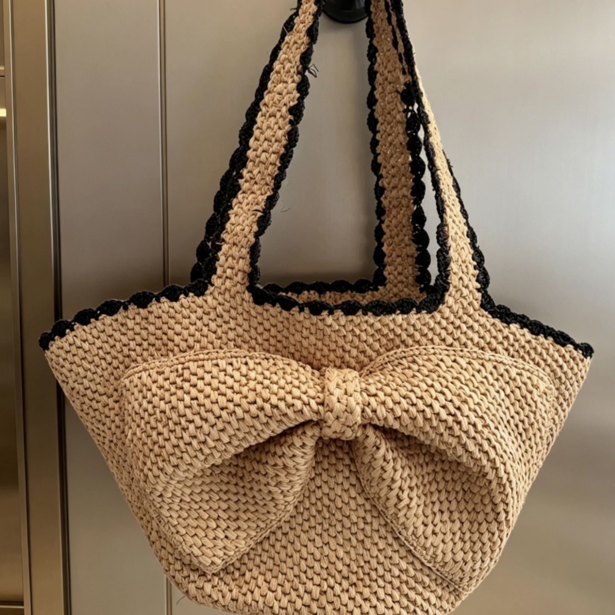NEW raffia bow crochet handwov - Crochet Bag Raffia recensie en prijs