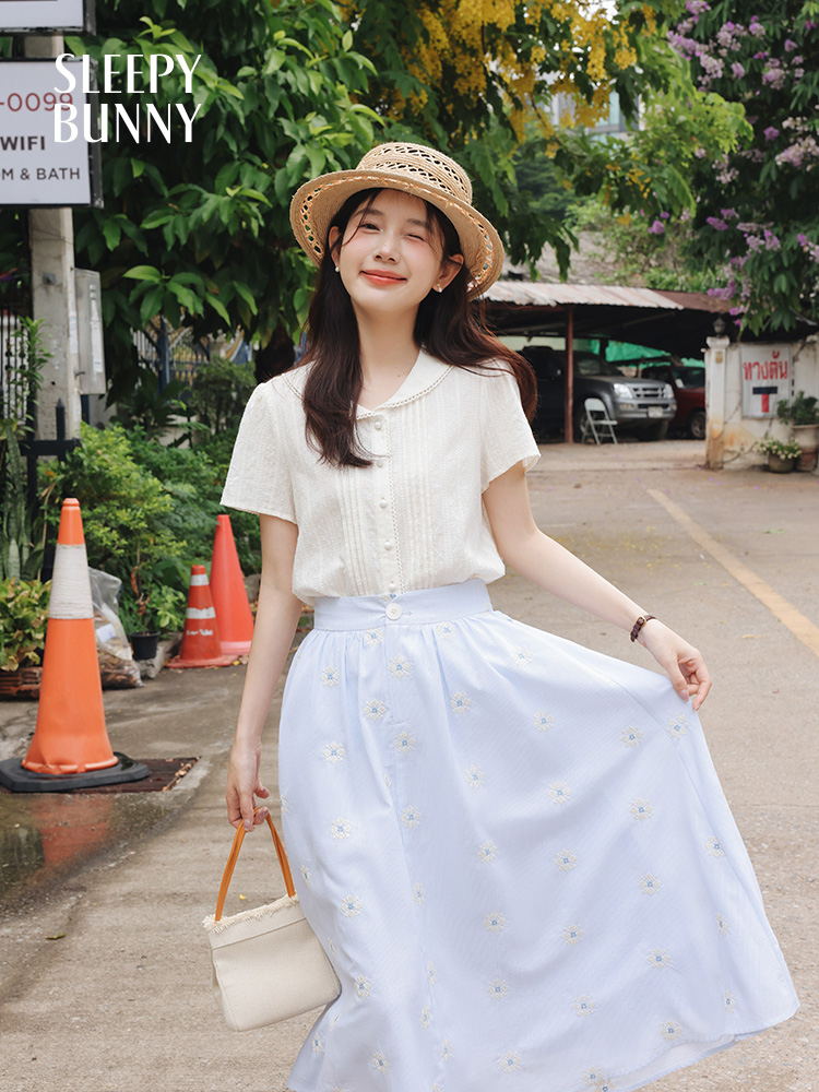 Vintage White Shirt Floral Emb - Midi Skirt Floral recensie en prijs