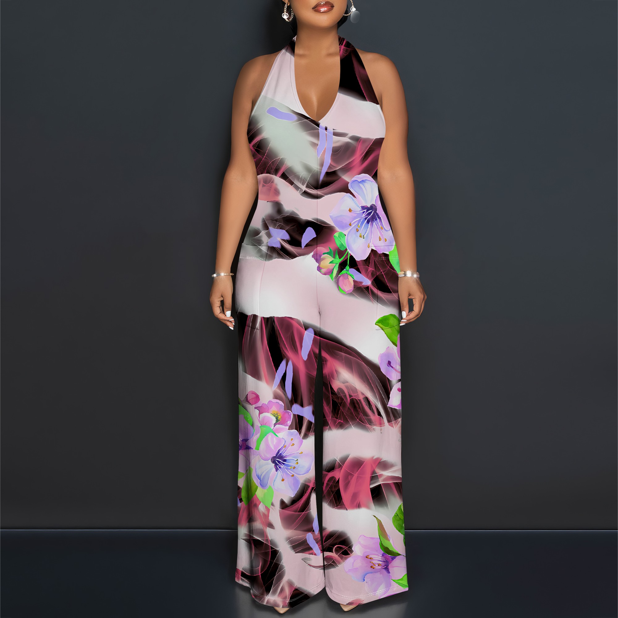 Floral Print Halter Jumpsuit - - Romper Floral Print recensie en prijs