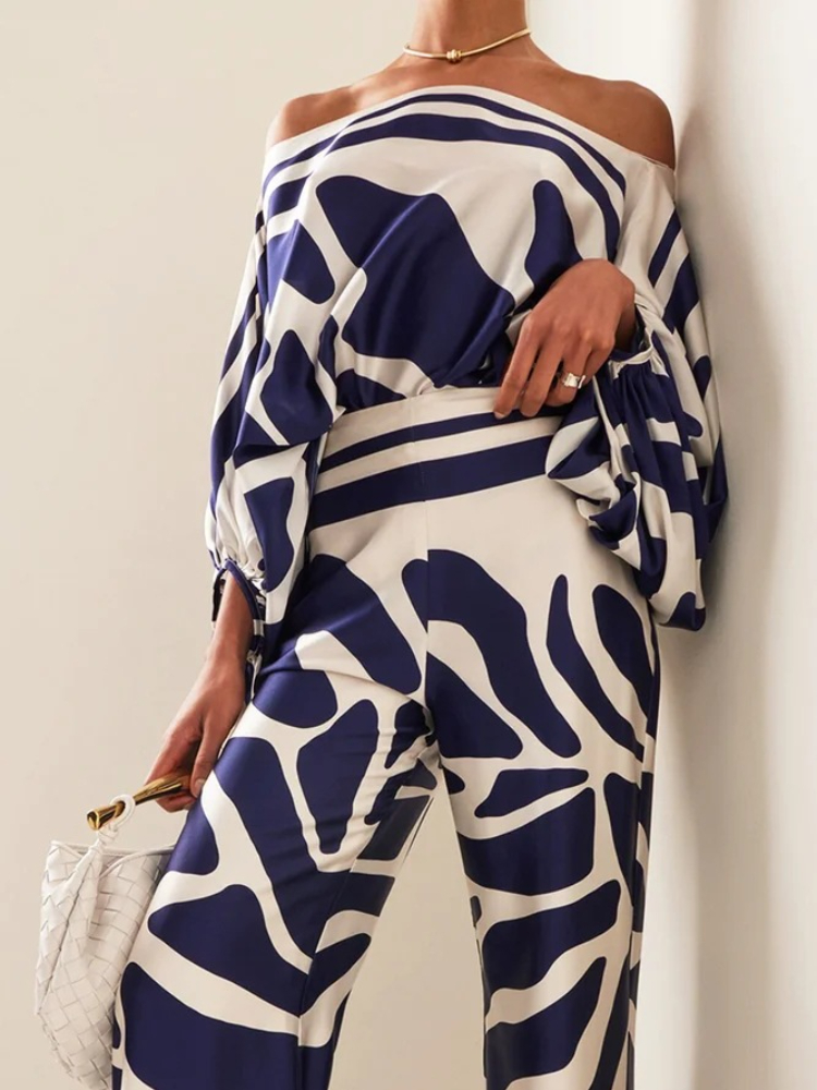 Women's Printed Satin 2-piece  - Blouse Off Shoulder recensie en prijs