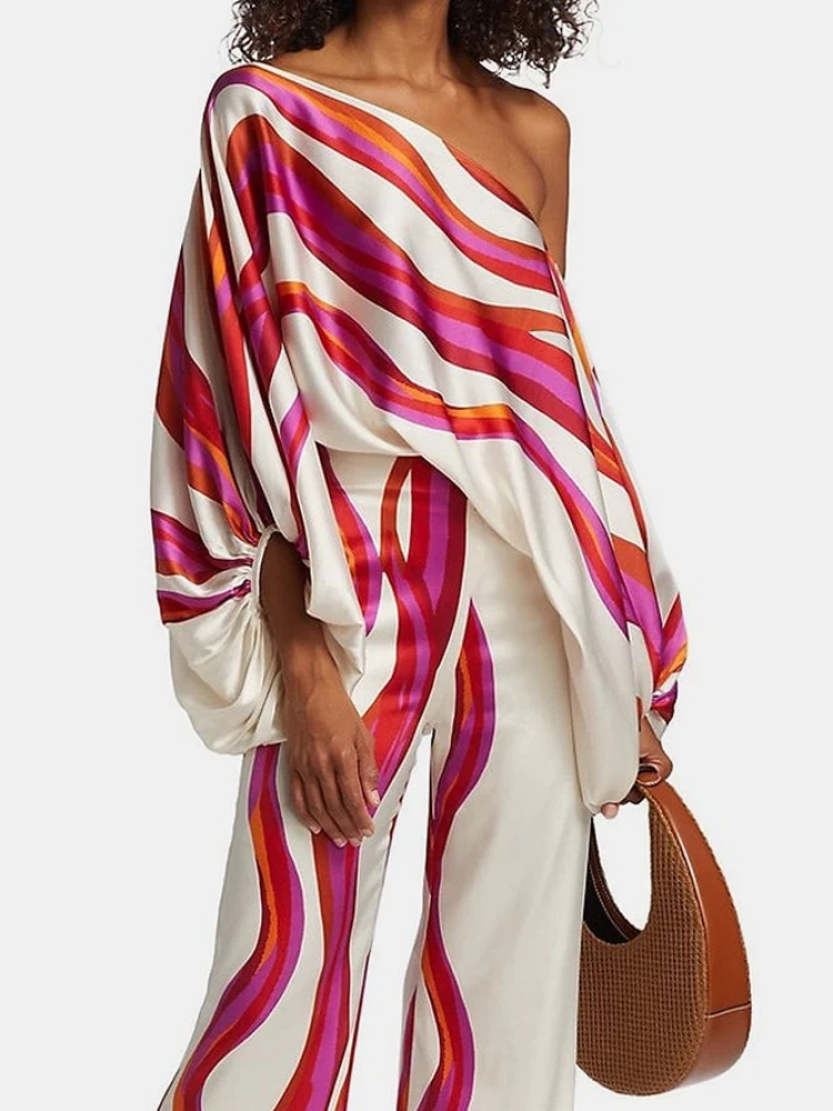 Women's Printed Satin 2-piece  - Blouse Off Shoulder recensie en prijs