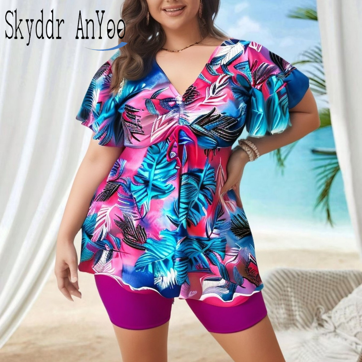 Women's Plus Size Tankini Swim - Romper Floral Print recensie en prijs