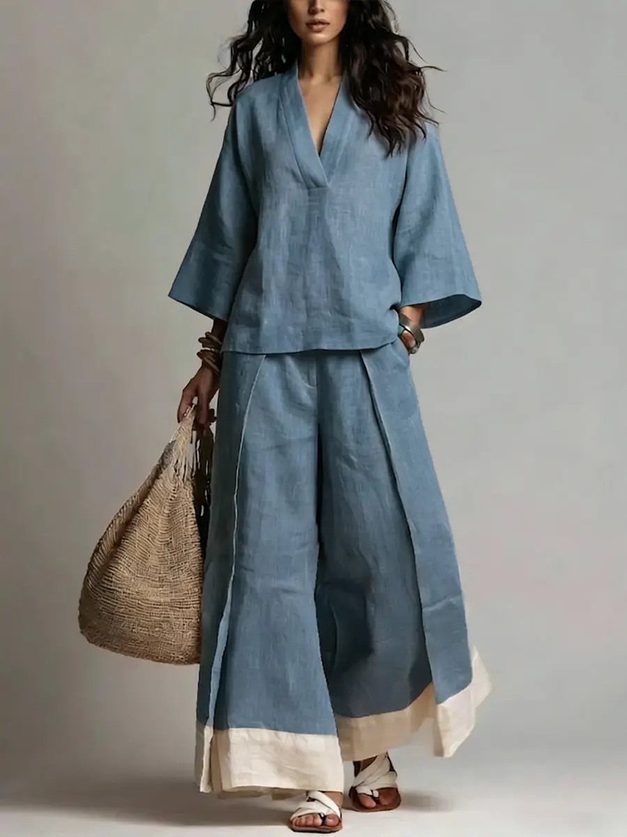 Summer Women V-neck Cotton Lin - Linen Pant Wide recensie en prijs