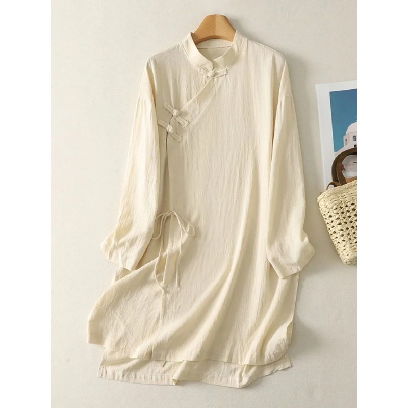 Women's Chinese Style Frog But - Linen Dress Wrap recensie en prijs
