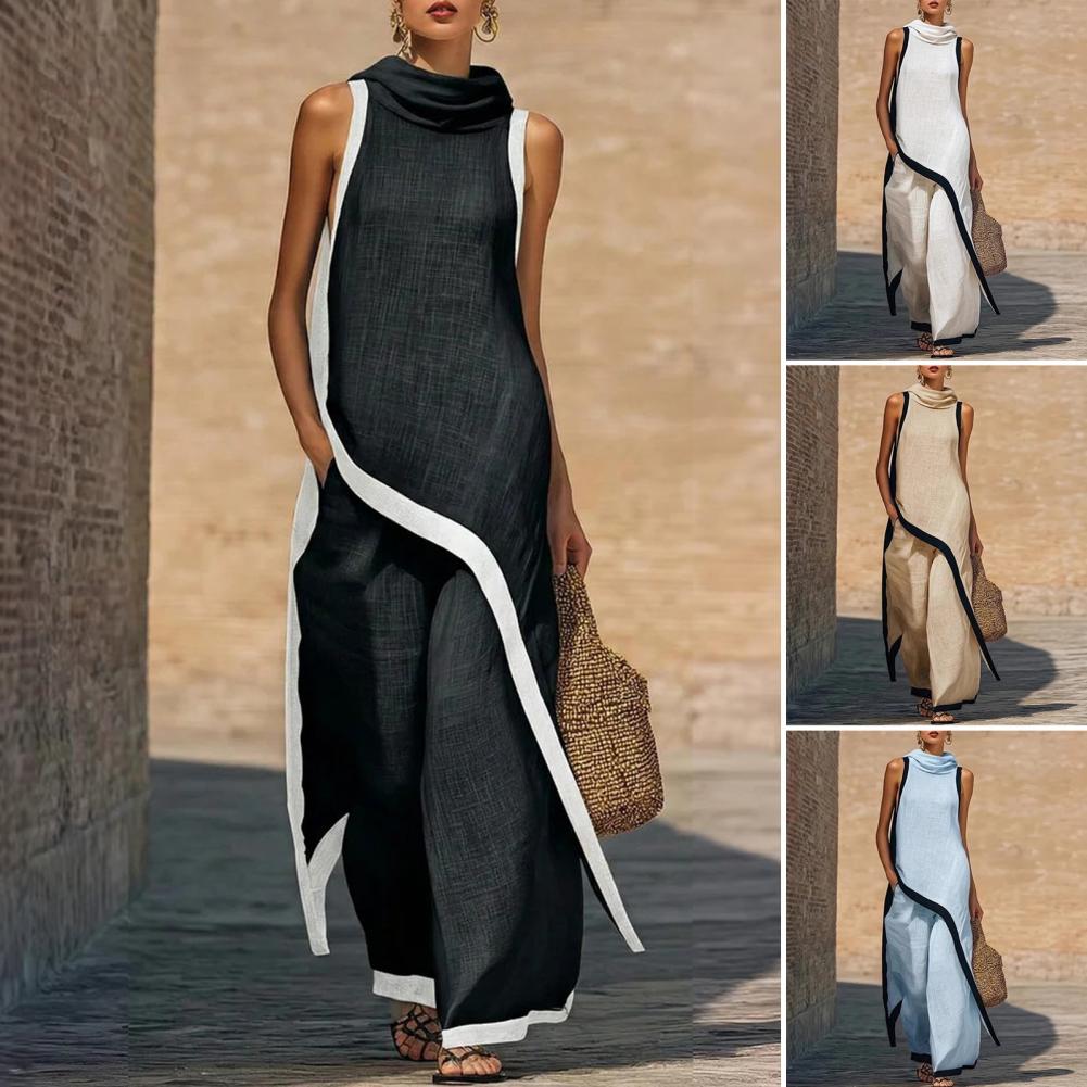Women Color Block Cotton Linen - Linen Pant Wide recensie en prijs