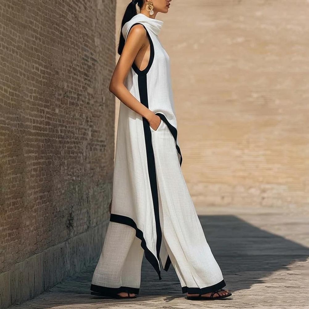 Women Color Block Cotton Linen - Linen Pant Wide recensie en prijs