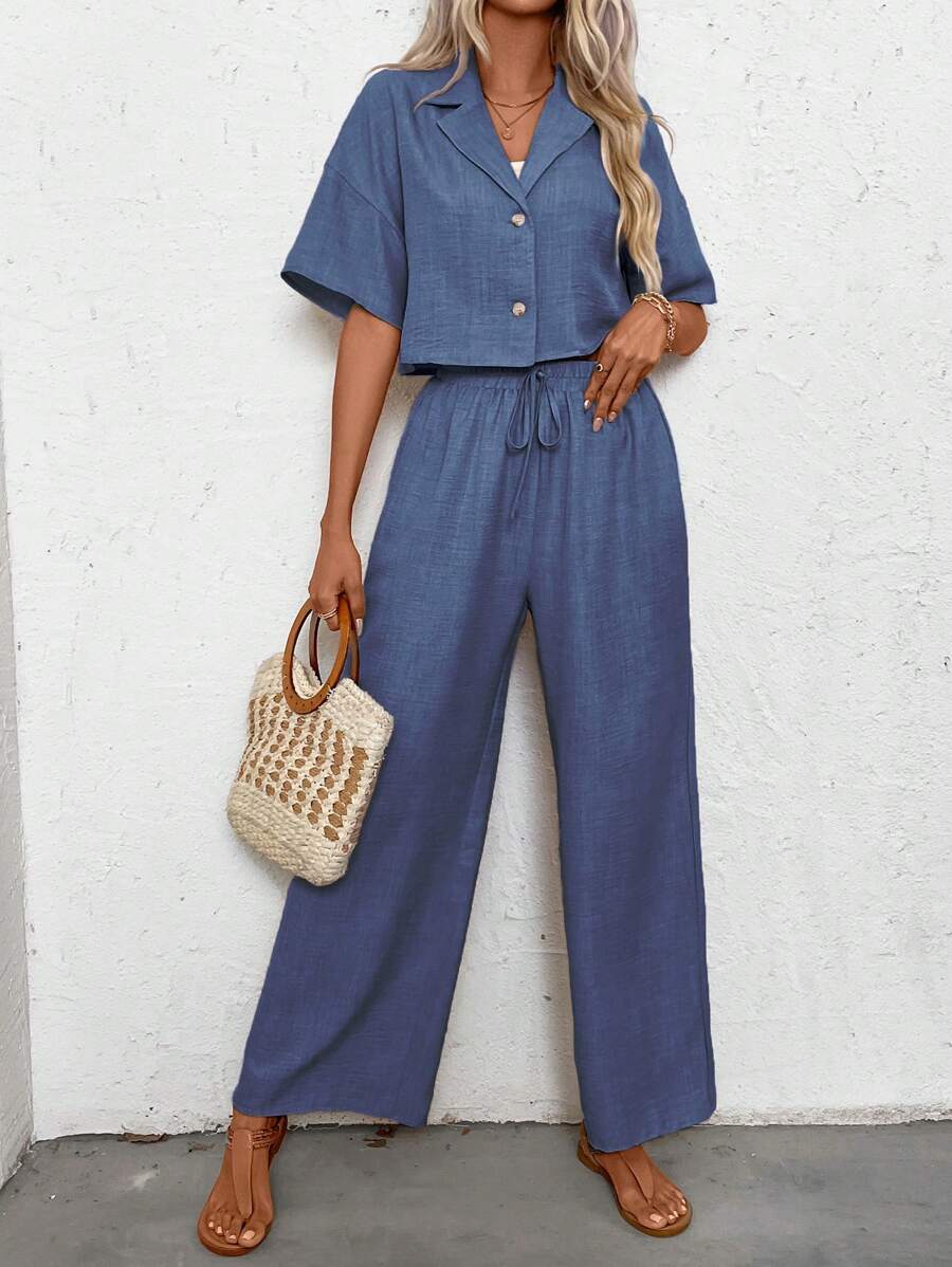 Womens Linen Short Sleeve Shir - Linen Pant Wide recensie en prijs