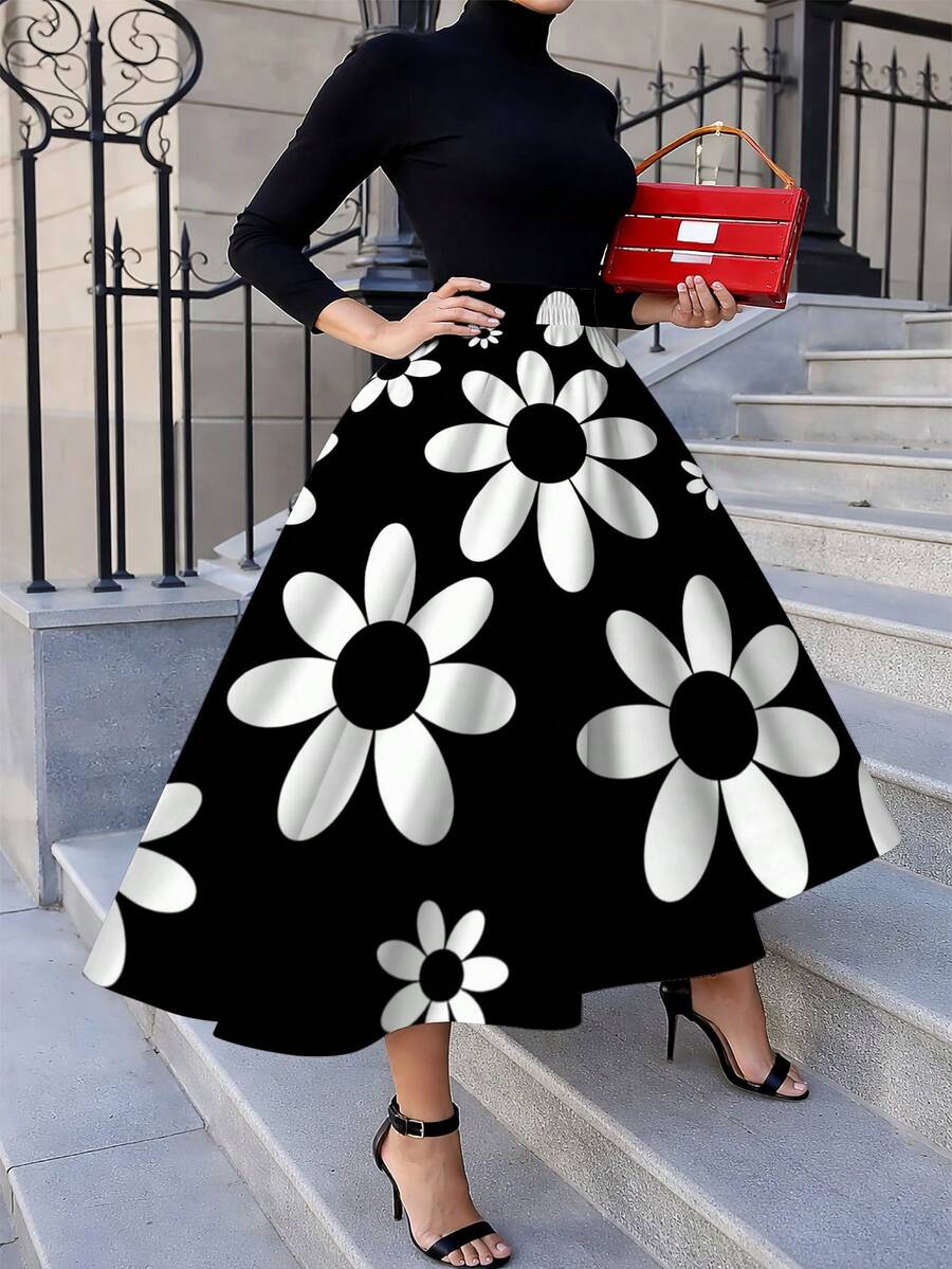 Oversized Womens Daisy Print M - Midi Skirt Floral recensie en prijs