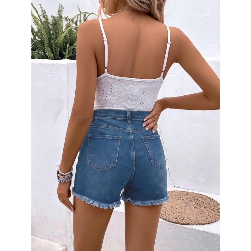 Women's High Waist Denim Short - Shorts Denim Frayed recensie en prijs