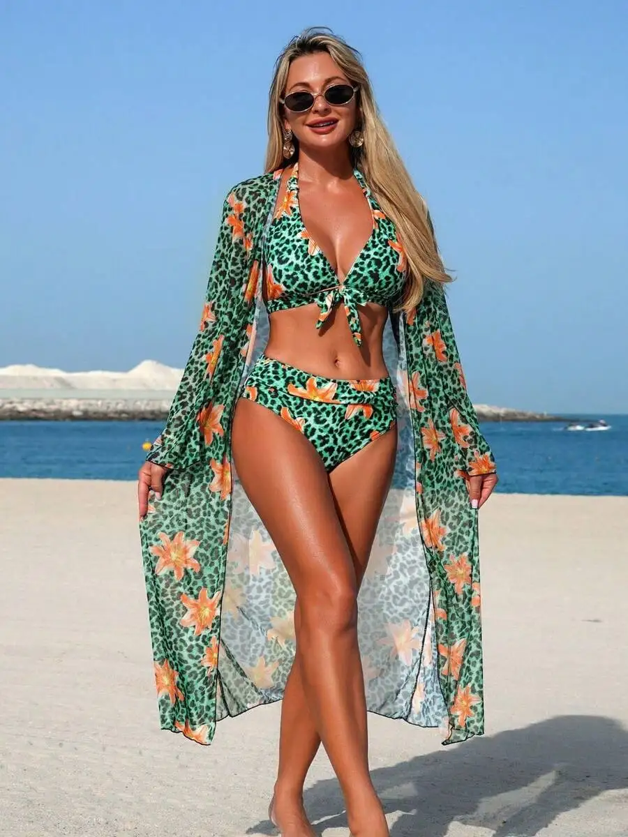 Womens 3-Piece Leopard Floral  - Kimono Sheer Floral recensie en prijs