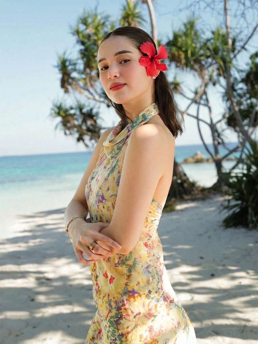 Womens Floral Maxi Halter Back - Maxi Dress Halter recensie en prijs