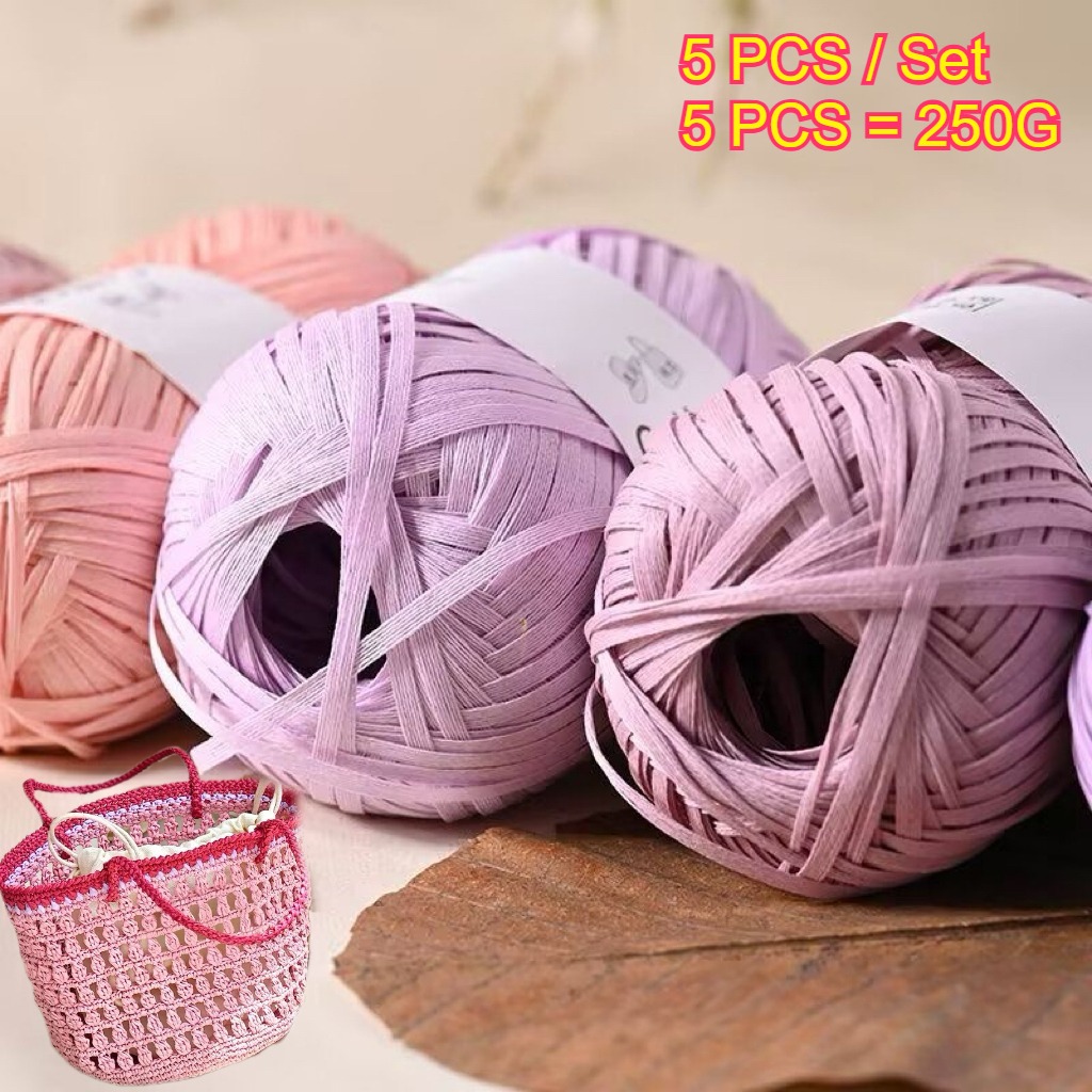 5PCS 250g Raffia Paper Rope Kn - Crochet Bag Raffia recensie en prijs