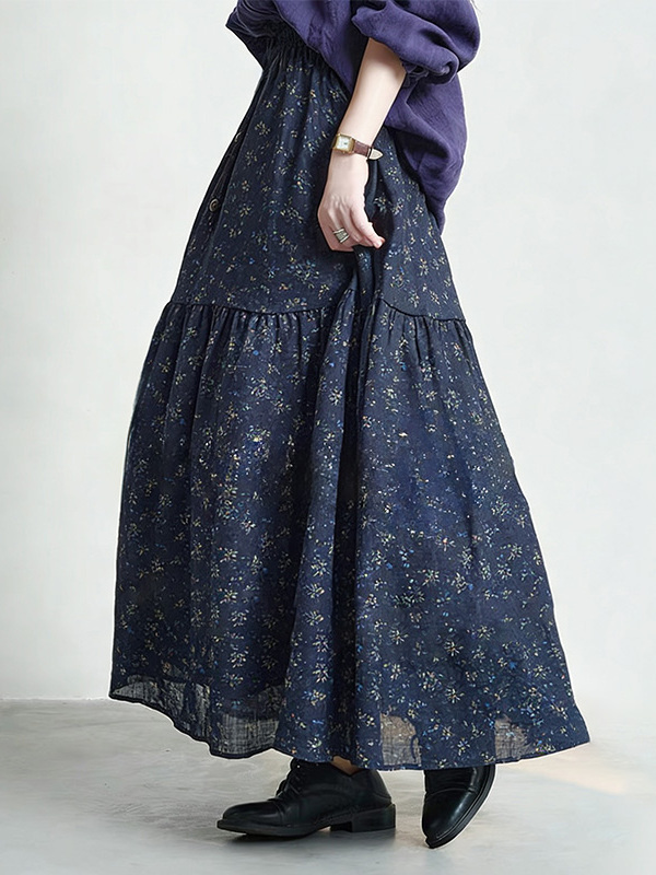 Floral Print High Waist A-Line - Midi Skirt Floral recensie en prijs