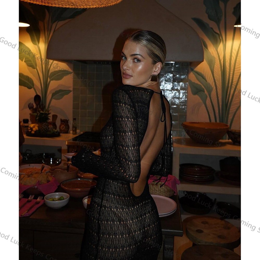 2025 Knitted Dress Backless Co - Cover Up Kaftan recensie en prijs