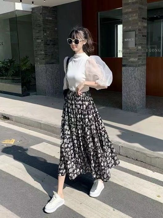 Floral Print A-Line Midi Skirt - Midi Skirt Floral recensie en prijs