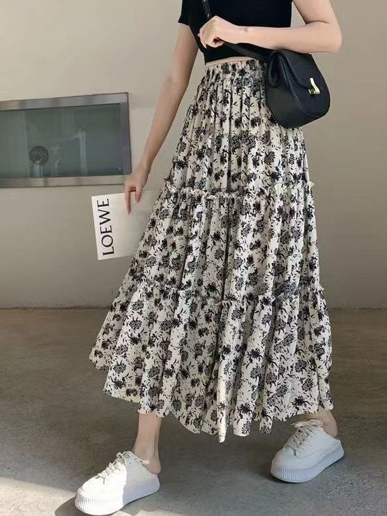 Floral Print A-Line Midi Skirt - Midi Skirt Floral recensie en prijs